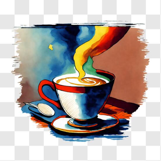 Taza grande de café, taza llena, caricatura a la vista · Creative Fabrica