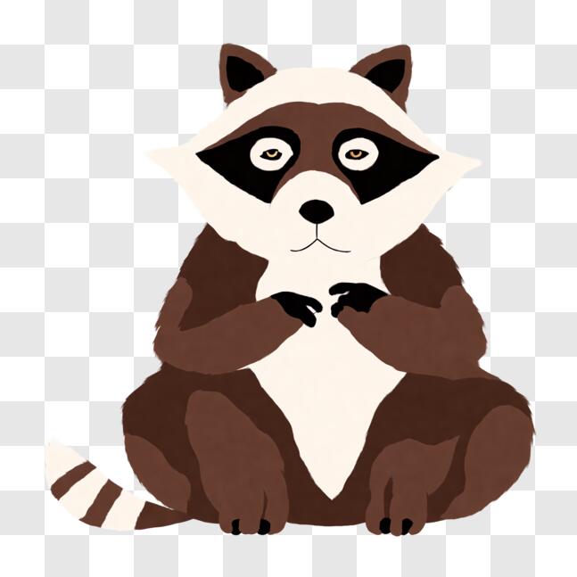 Download Relaxed Raccoon Sitting Upright PNG Online - Creative Fabrica