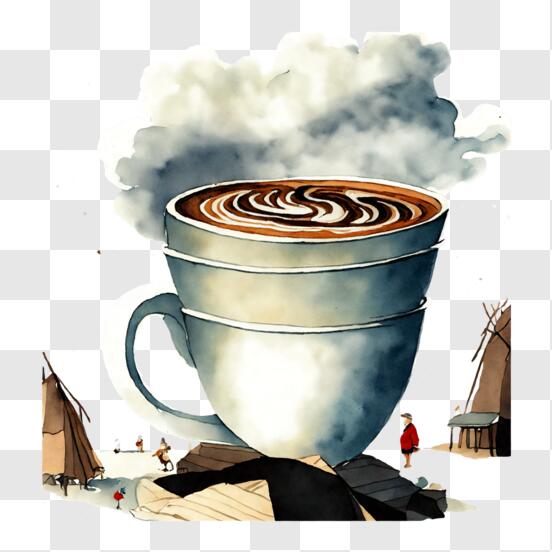 Taza grande de café, taza llena a la vista · Creative Fabrica