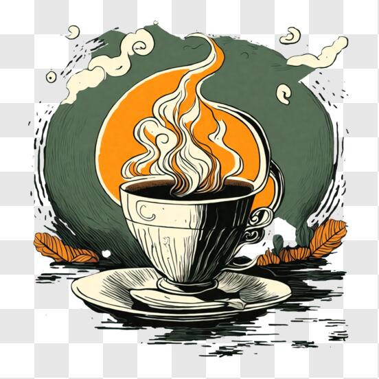 Juego de tazas de café con dibujos coloridos · Creative Fabrica