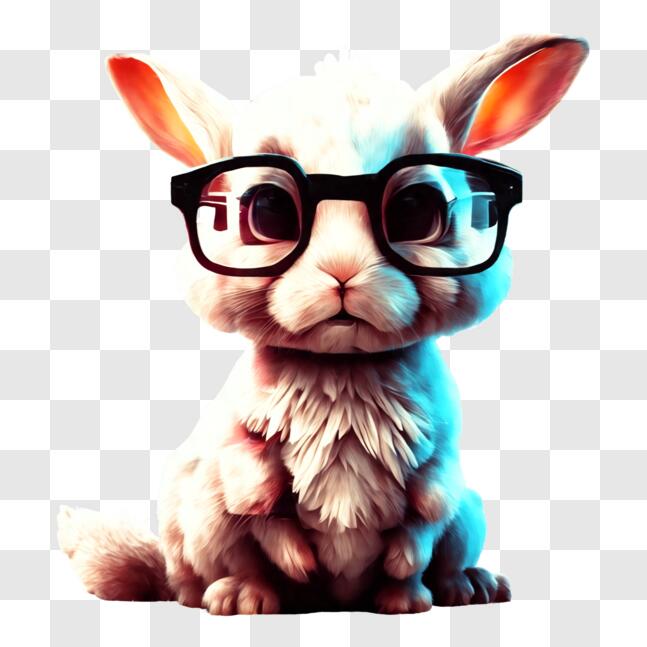Download Adorable White Bunny with Glasses PNG Online - Creative Fabrica