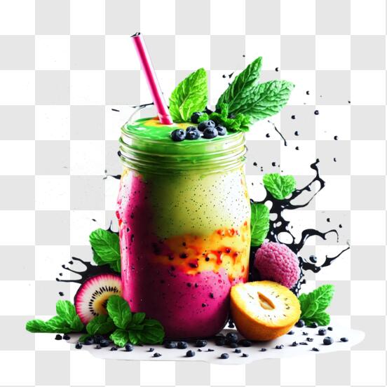 Berries Smoothie Cup with Straw - Free Download Images High Quality PNG, JPG