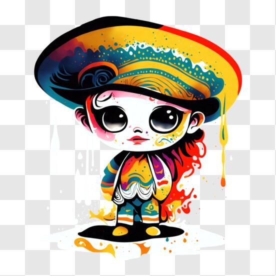 Baixe Personagem de Desenho Animado Pintando com um Chapéu Vermelho PNG -  Creative Fabrica
