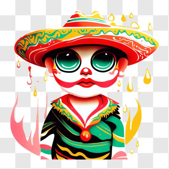 Scarica Personaggio cartone animato messicano colorato con sombrero e  occhiali da sole PNG Online - Creative Fabrica