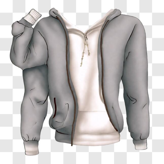 Download Fashionable Gray Hoodie and White Sweatshirt with Gloves PNG ...