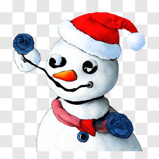 Download Snowman with Santa Hat and Roses PNG Online - Creative Fabrica