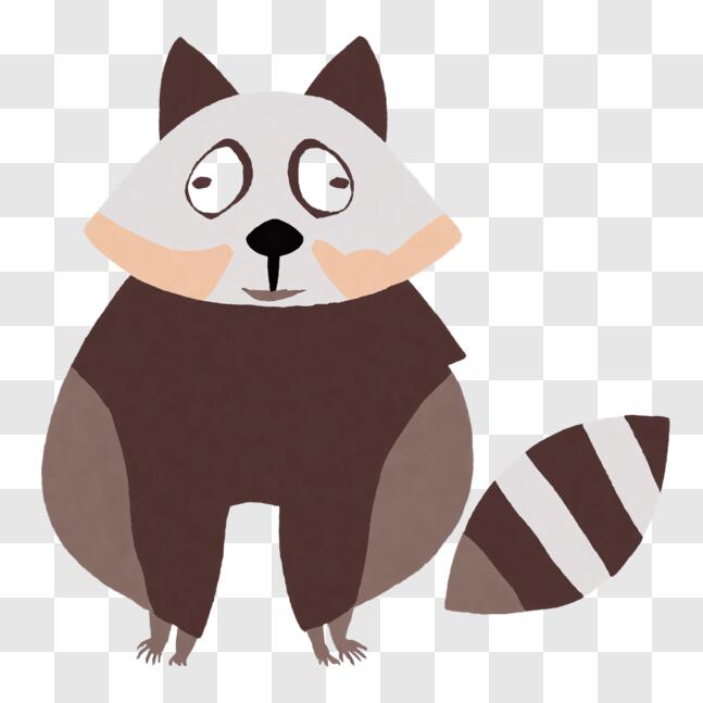 Download Curious Cartoon Raccoon Standing with Tilted Head PNG Online ...