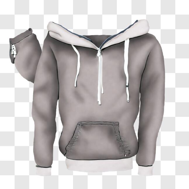 Download Gray Hoodie Open and Unzipped with White Gloves PNG Online ...