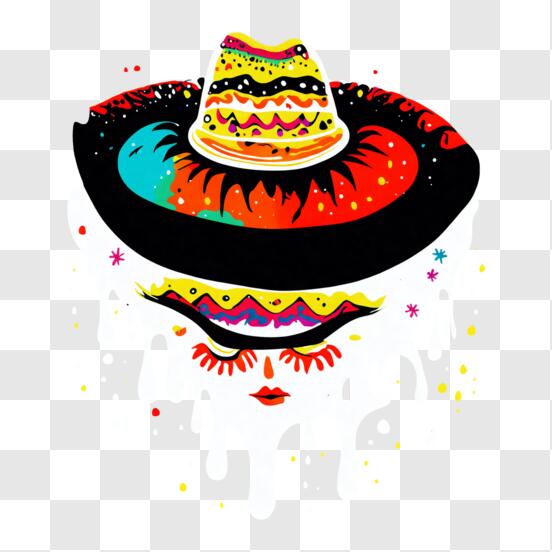 Scarica Colorato sombrero messicano con vernice che cola PNG