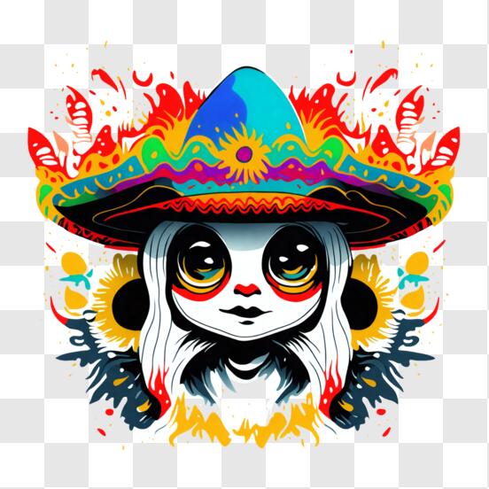 Scarica Cane colorato con sombrero e trucco PNG Online - Creative Fabrica