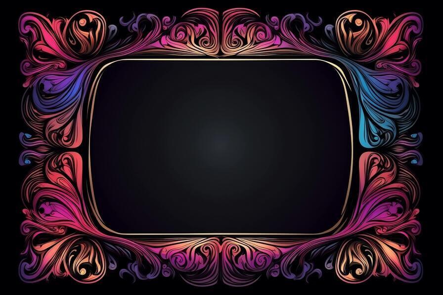 Download Colorful Floral Ornamental Frame on Black Background ...