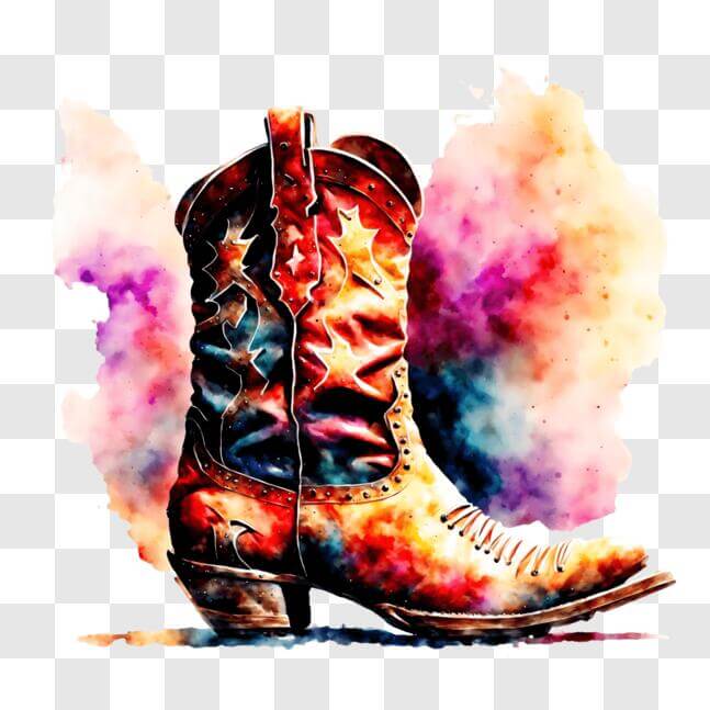 Download Watercolor Cowboy Boot Art Piece PNG Online - Creative Fabrica