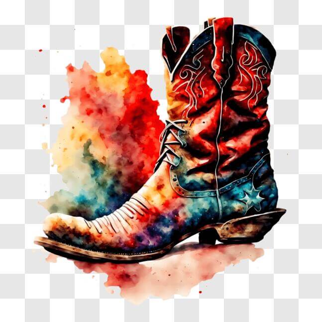 Download Colorful Watercolor Cowboy Boot Art PNG Online - Creative Fabrica