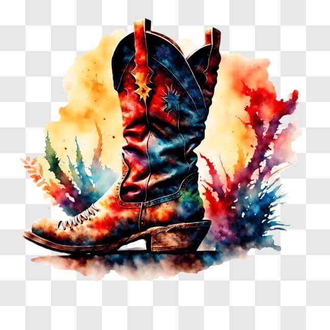 Download Watercolor Cowboy Boot Artwork for Western-Themed Products PNG ...