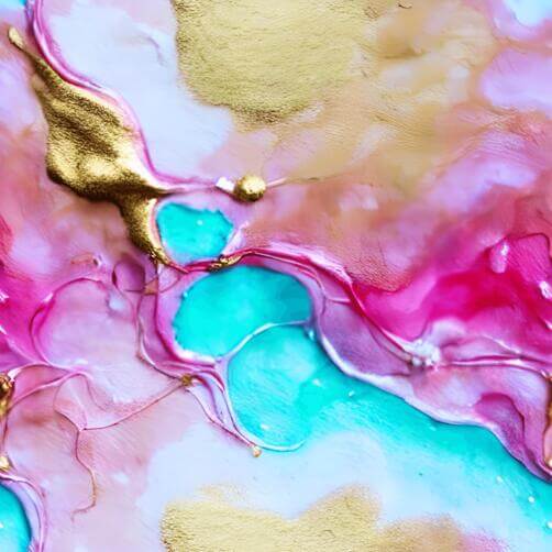 Pintura Abstrata com Cores Rosa, Azul e Dourado em Fundo Branco Pintura Abstrata com Cores Rosa, Azul e Dourado em Fundo Branco thumbnail