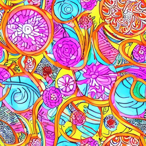Colorful Abstract Pattern with Flowers and Swirls Colorful Abstract Pattern with Flowers and Swirls thumbnail