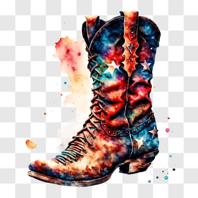 Download Colorful Cowboy Boot with Stars Painting - Artwork for Home or ...