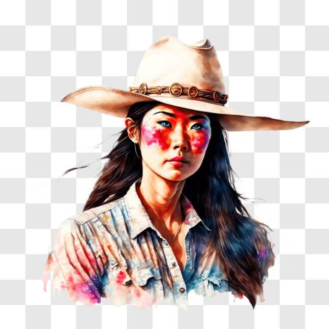 Download Walking Dead Inspired Artwork with Woman in Cowboy Hat PNG ...