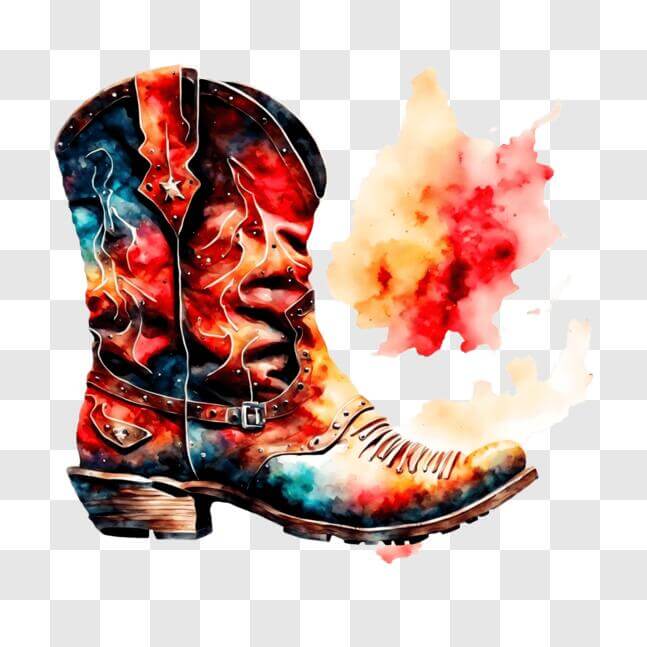Download Colorful Cowboy Boot on a Vibrant Background PNG Online ...