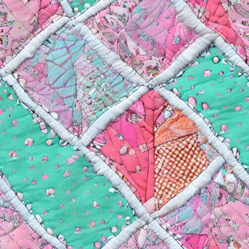 Colorful Patchwork Quilt with Heart Shapes Colorful Patchwork Quilt with Heart Shapes thumbnail
