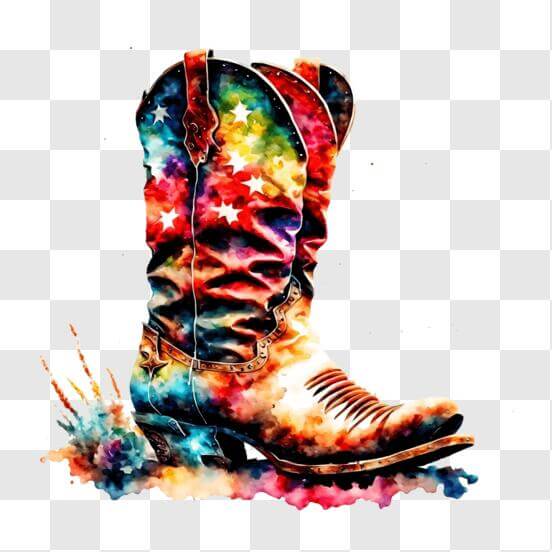 Download Watercolor Painted Cowboy Boot with Texas Background PNG ...