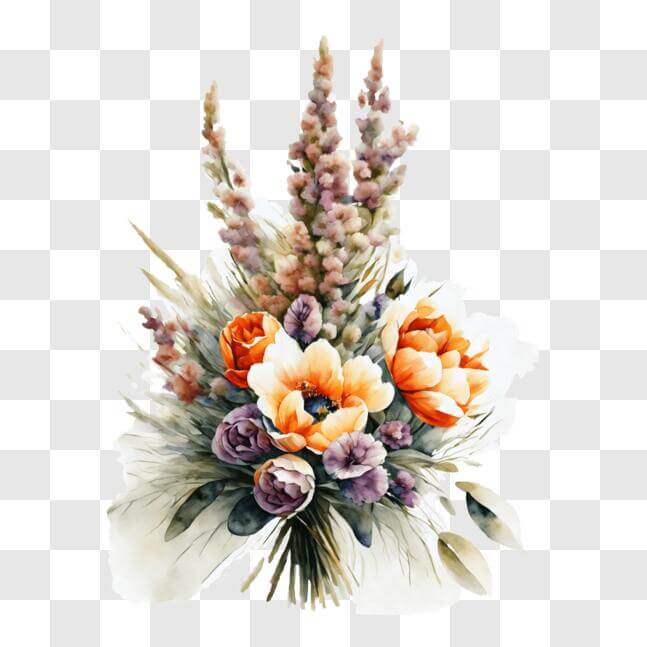 Download Colorful Floral Bouquet in Watercolor PNGs Online - Creative ...