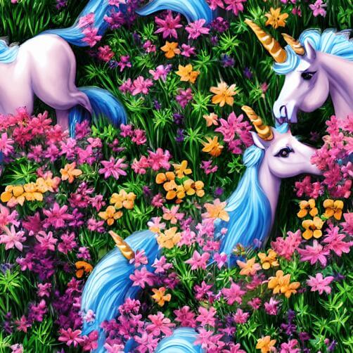 Two Unicorns in a Field of Flowers Two Unicorns in a Field of Flowers thumbnail