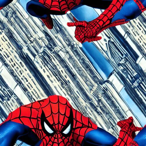 Two Spider-Man Characters Flying Above Cityscape Two Spider-Man Characters Flying Above Cityscape thumbnail