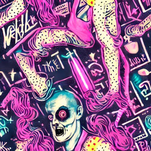 Weird Zombie Illustration in Pink and Neon Colors Weird Zombie Illustration in Pink and Neon Colors thumbnail
