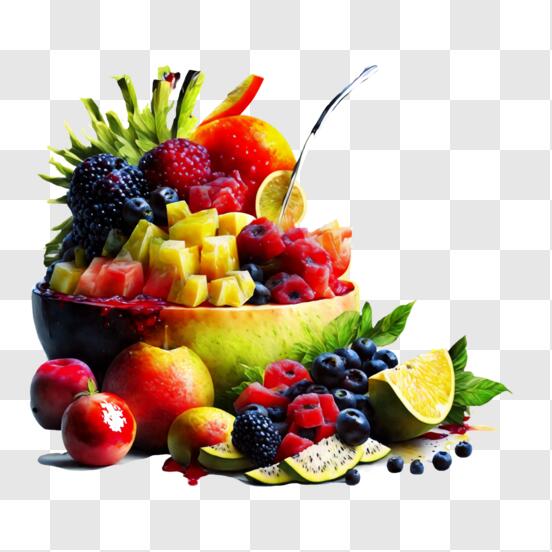 Scarica Ciotola di frutta colorata con mele fresche, banane, fragole e arance  PNG Online - Creative Fabrica