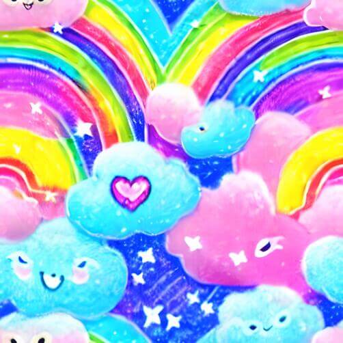 Colorful Rainbow Wallpaper with Hearts, Stars, and Clouds Colorful Rainbow Wallpaper with Hearts, Stars, and Clouds thumbnail