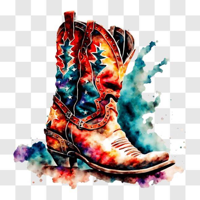 Download Colorful Watercolor Cowboy Boot Painting for Promotions and ...