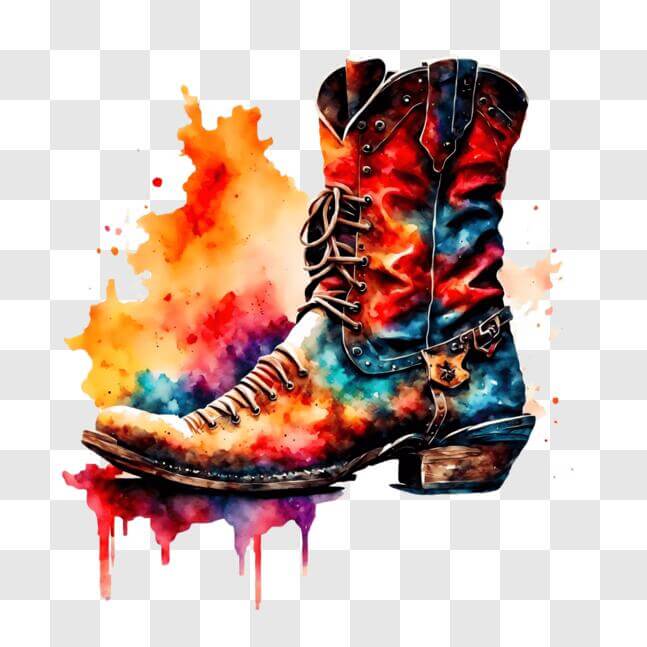 Download Colorful Cowboy Boot Art Print PNG Online - Creative Fabrica
