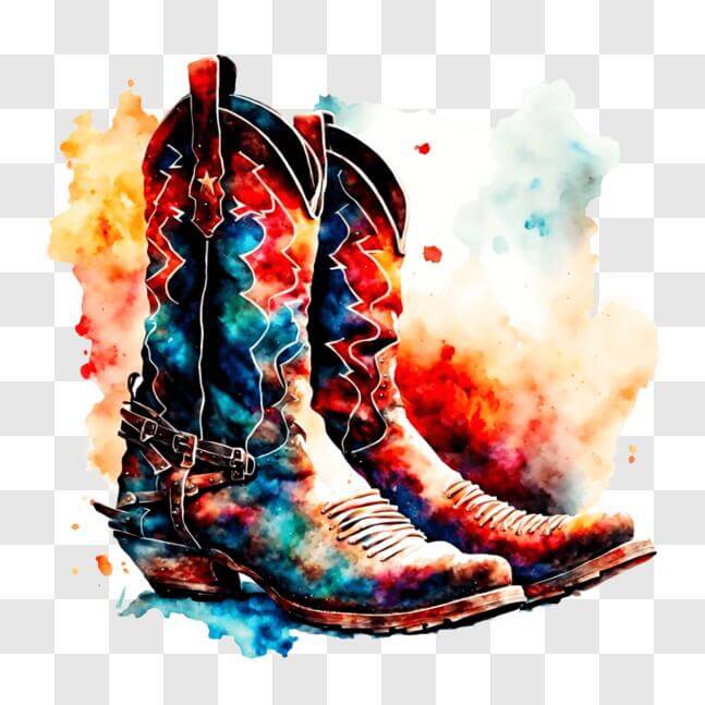 Download Colorful Cowboy Boots Artwork PNG Online - Creative Fabrica