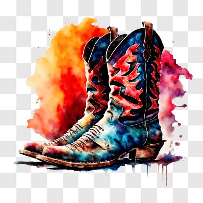 Download Colorful Cowboy Boots Watercolor Painting PNG Online ...