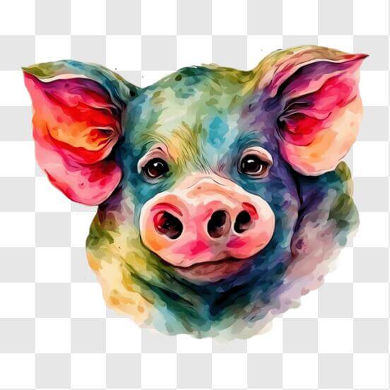 Rostos de animais quadrados coloridos e bonitos, porco engraçado