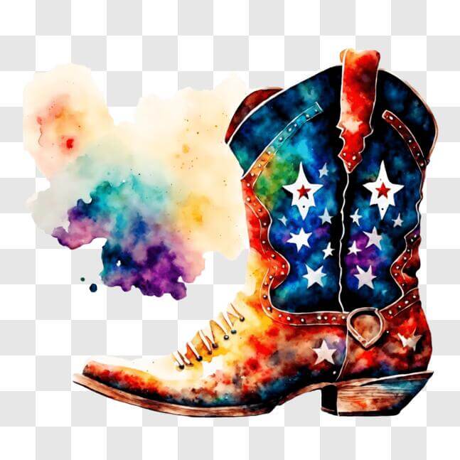 Download Colorful Cowboy Boot with Stars Painted on It PNG Online ...