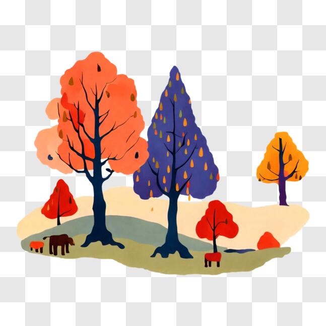 Download Beautiful Forest Landscape with Bears PNG Online - Creative ...