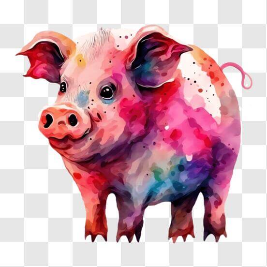 Rostos de animais quadrados coloridos e bonitos, porco engraçado