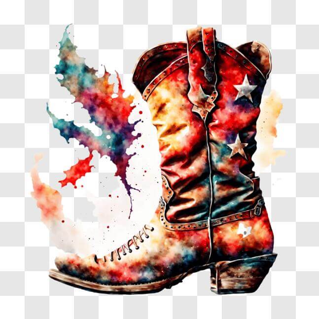 Download Colorful Cowboy Boot Painting PNG Online - Creative Fabrica
