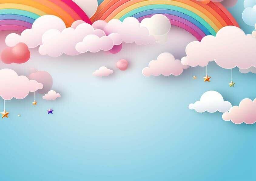 Download Colorful Rainbow with Paper Cut-out Clouds, Stars, Hearts, and ...