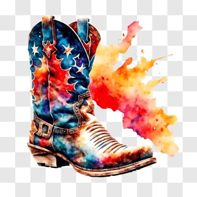 Download Watercolor Cowboy Boot with Stars - Western Culture and ...