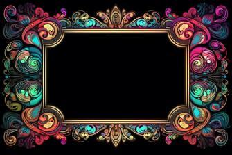 Colorful Ornate Frame on Black Background Colorful Ornate Frame on Black Background thumbnail