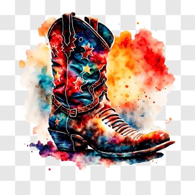 Download Western-themed Watercolor Cowboy Boot Decoration PNG Online ...