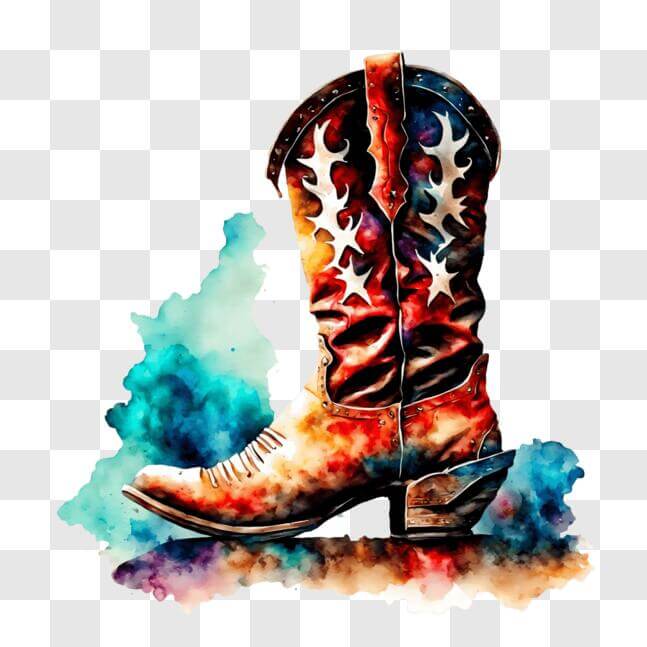 Download Watercolor Cowboy Boot Illustration PNG Online - Creative Fabrica