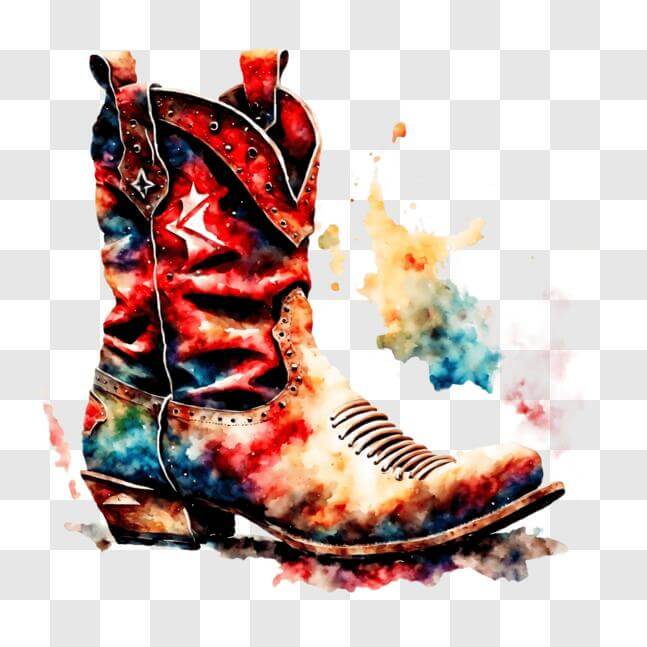 Download Playful and Fun Cowboy Boot with Watercolor Design PNG Online ...
