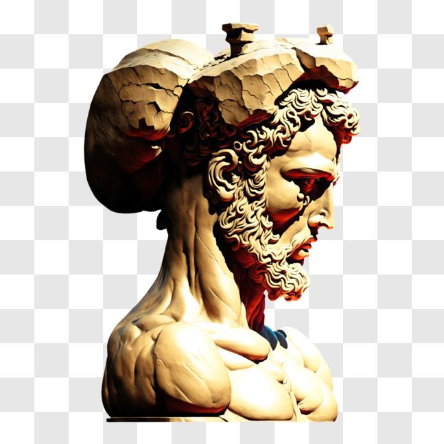 Download Ancient Greek Statue Bust with Gold Finish PNG Online ...