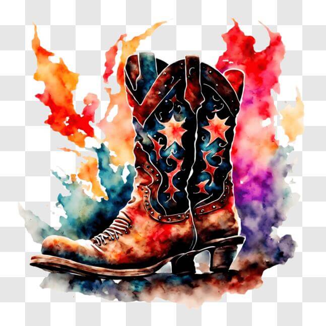 Download Cowboy Boots Watercolor Painting PNG Online - Creative Fabrica