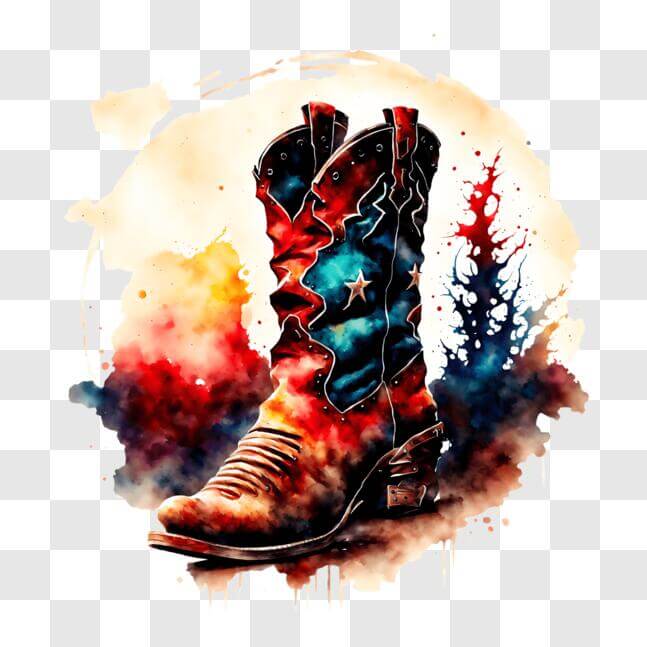 Download Colorful Cowboy Boot Abstract Painting PNG Online - Creative ...