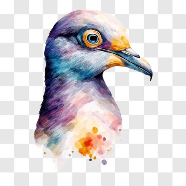 Download Colorful Bird Head with Watercolor Background PNG Online ...